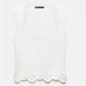Zara Stretch Knit Square Neck Top